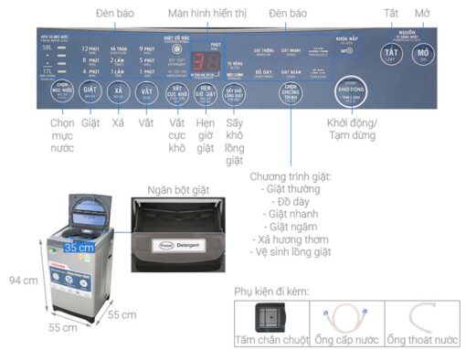 thong so ky thuat May Giat Toshiba AW J920LV SB 8.2 Kg
