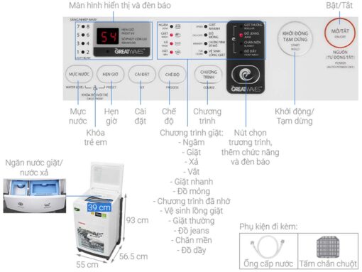 thong so ky thuat May Giat Toshiba AW K900DV WW 8Kg