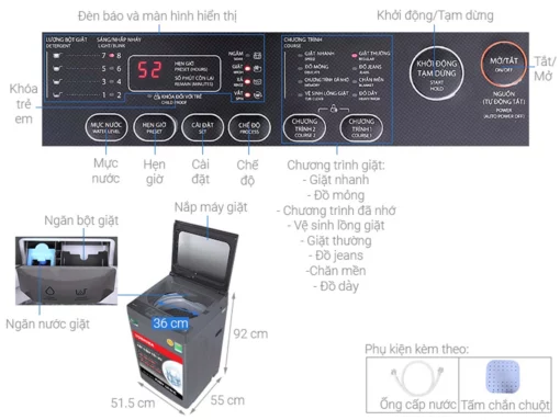 thong so ky thuat May Giat Toshiba AW L805AV SG 7Kg