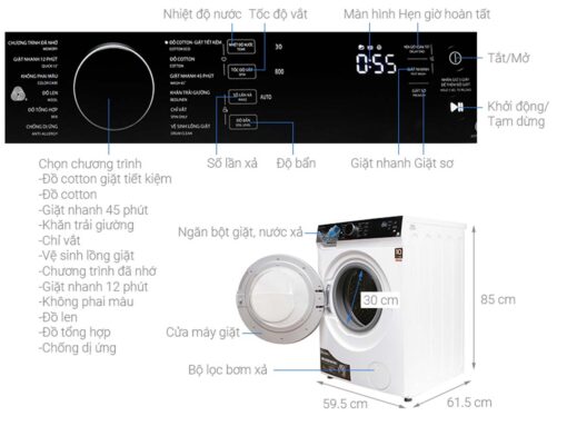 thong so ky thuat May Giat Toshiba TW BH105M4V WK Inverter 9.5Kg