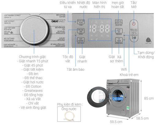 thong so ky thuat May Giat Toshiba TW BL95A4VSS Inverter 8.5Kg