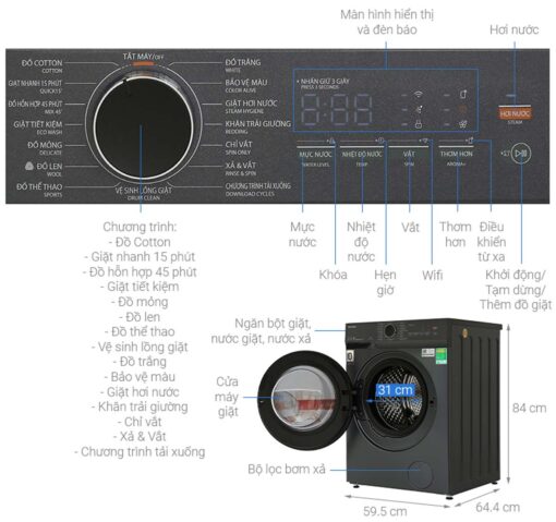 thong so ky thuat May Giat Toshiba TW T21BU140UWVMG Inverter 13Kg
