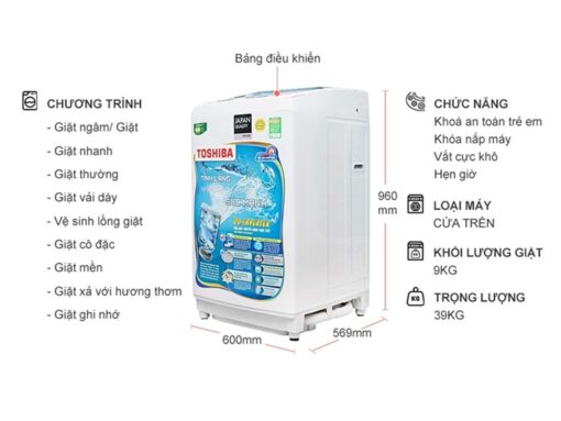thong so ky thuat May giat Toshiba AW DC1000CV 9 kg