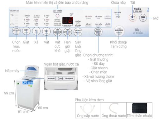thong so ky thuat May giat Toshiba AW G1100GV WB 10 kg