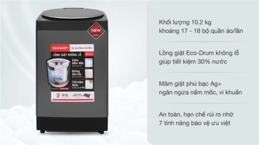 tinh nang May Giat Sharp ES W102PV H 10.2 Kg