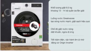 tinh nang May Giat Toshiba TW BH95S2V WK Inverter 8.5Kg