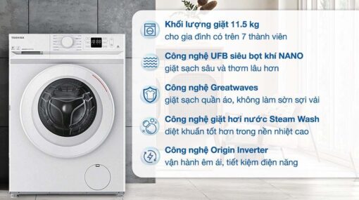 tinh nang May Giat Toshiba TW BL115A2VWW Inverter 10.5Kg