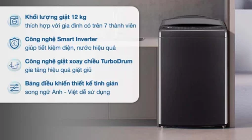 tinh nang May giat LG T2512VBTB 12Kg long dung inverter