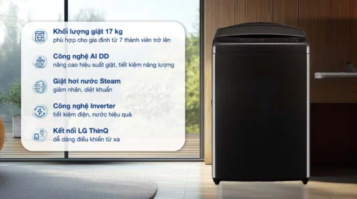 tinh nang May giat LG TV2517SV7J 17Kg long dung inverter