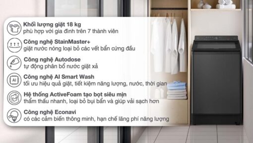 tinh nang May giat Panasonic NA FD180W3BV 18 Kg long dung inverter