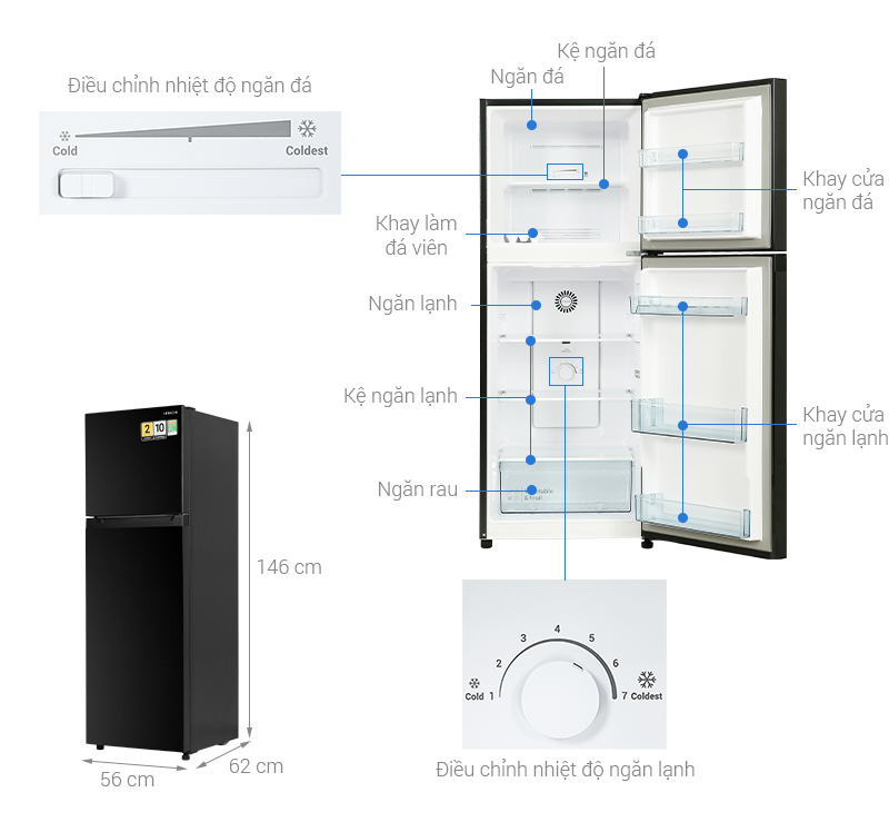 Tủ lạnh Hitachi Inverter 210 lít HRTN5230MUVN - giá tốt, có trả góp