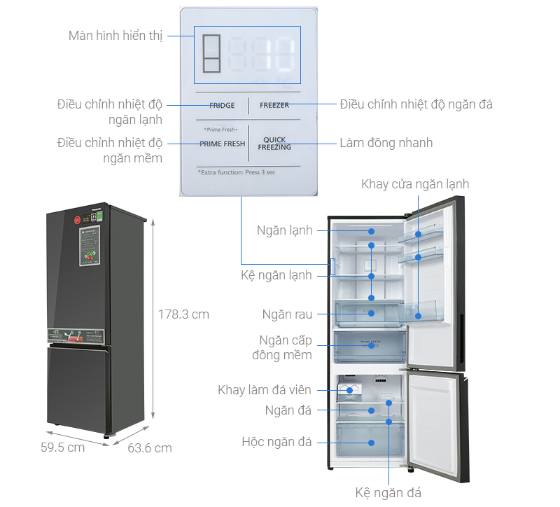 Tủ lạnh Panasonic Inverter 325 lít NR-BC361VGMV - giá tốt, có trả góp