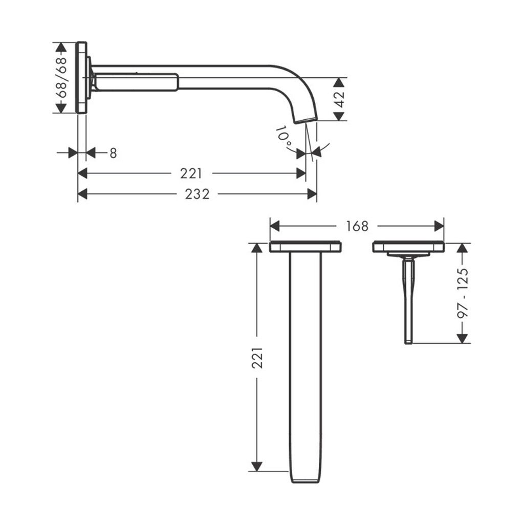 Kích thước vòi Lavabo treo tường Axor Citterio E 589.30.630