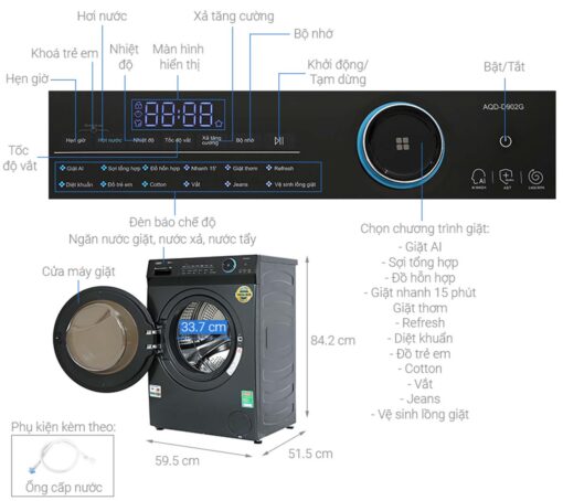 thong so ky thuat May giat AQUA AQD D902G.BK 9kg Inverter