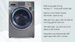 tinh nang May giat AQUA AQD DD1050E S 10.5kg Inverter