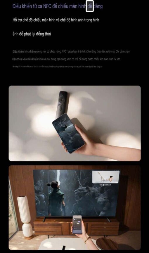 18 Dieu khien NFC Trinh chieu nhanh chong tivi xiaomi S Pro 65 75 85 100 inch 2025