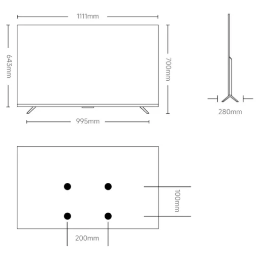 kich thuoc Tivi XIAOMI A50 2026 50 inch
