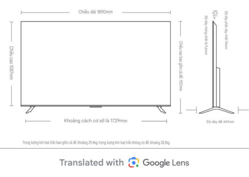 kich thuoc Tivi XIAOMI Redmi X85 85 inch 2025