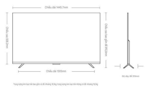 kich thuoc Tivi XIAOMI S 65 inch 2025