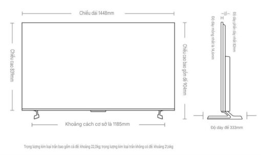 kich thuoc Tivi Xiaomi S Pro 65 inch 2025