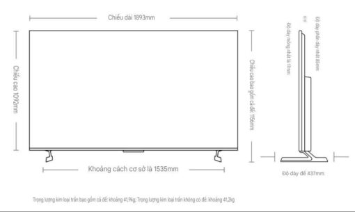 kich thuoc Tivi Xiaomi S Pro 85 inch 2025