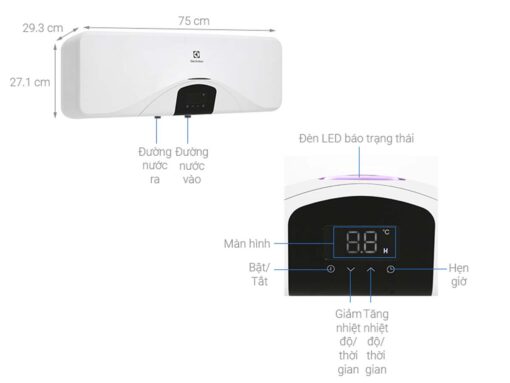 thong so ky thuat Binh nong lanh ELECTROLUX EWS202DX DWE 20L ngang