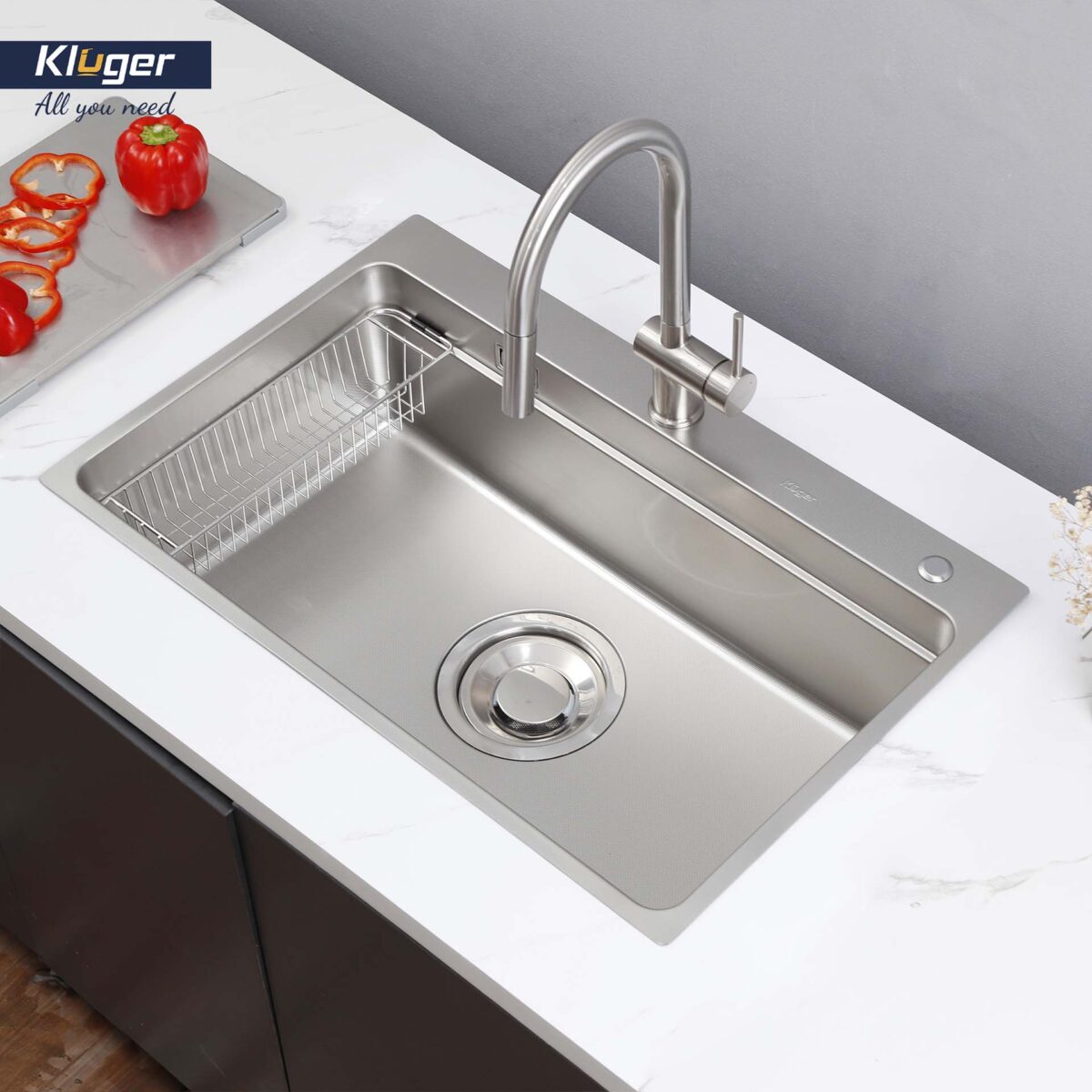 Chậu rửa bát inox KLUGER KF7850FS Basic dòng MOD 1 hố - Ảnh 5