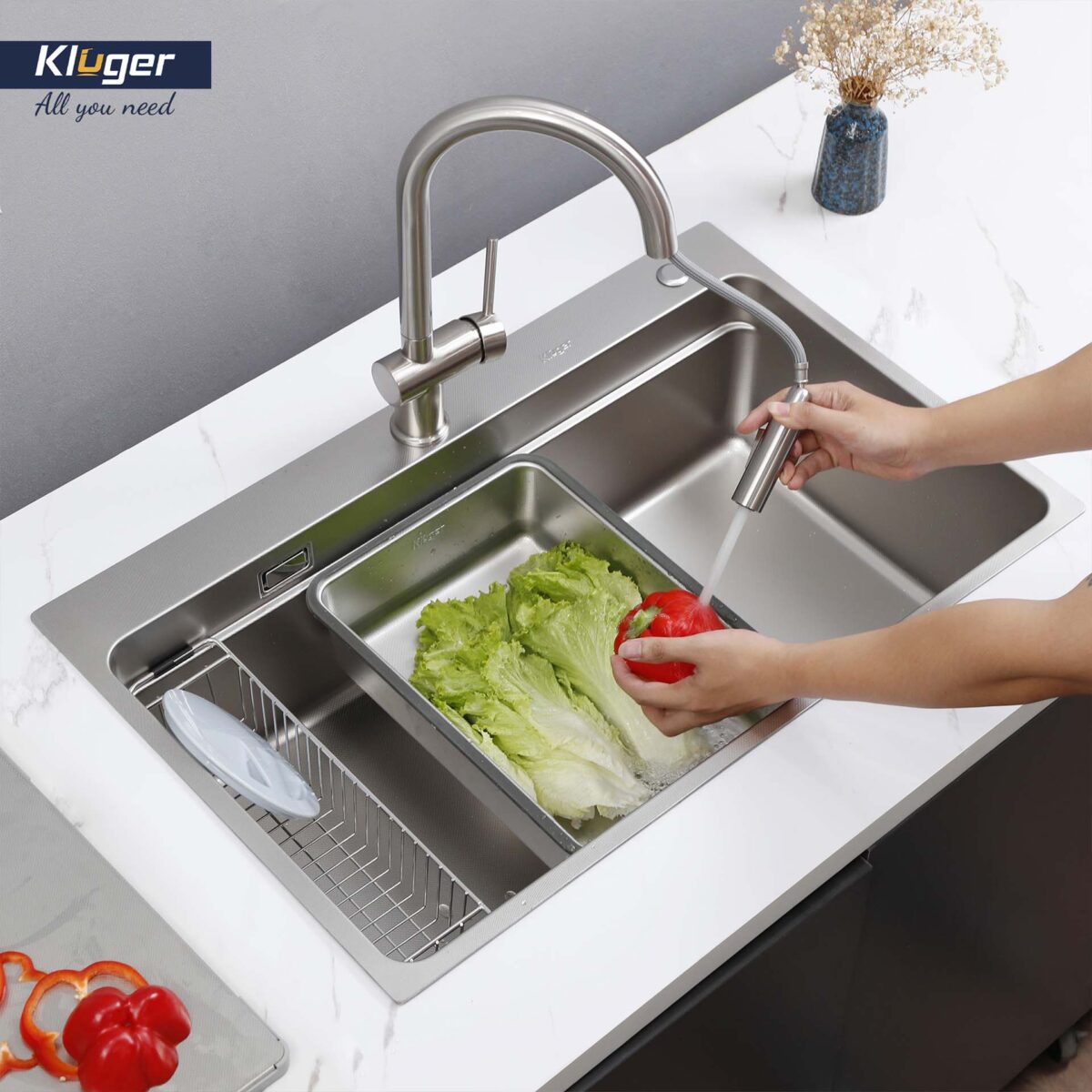 Chậu rửa bát inox KLUGER KF7850FS Plus dòng MOD 1 hố - Ảnh 3