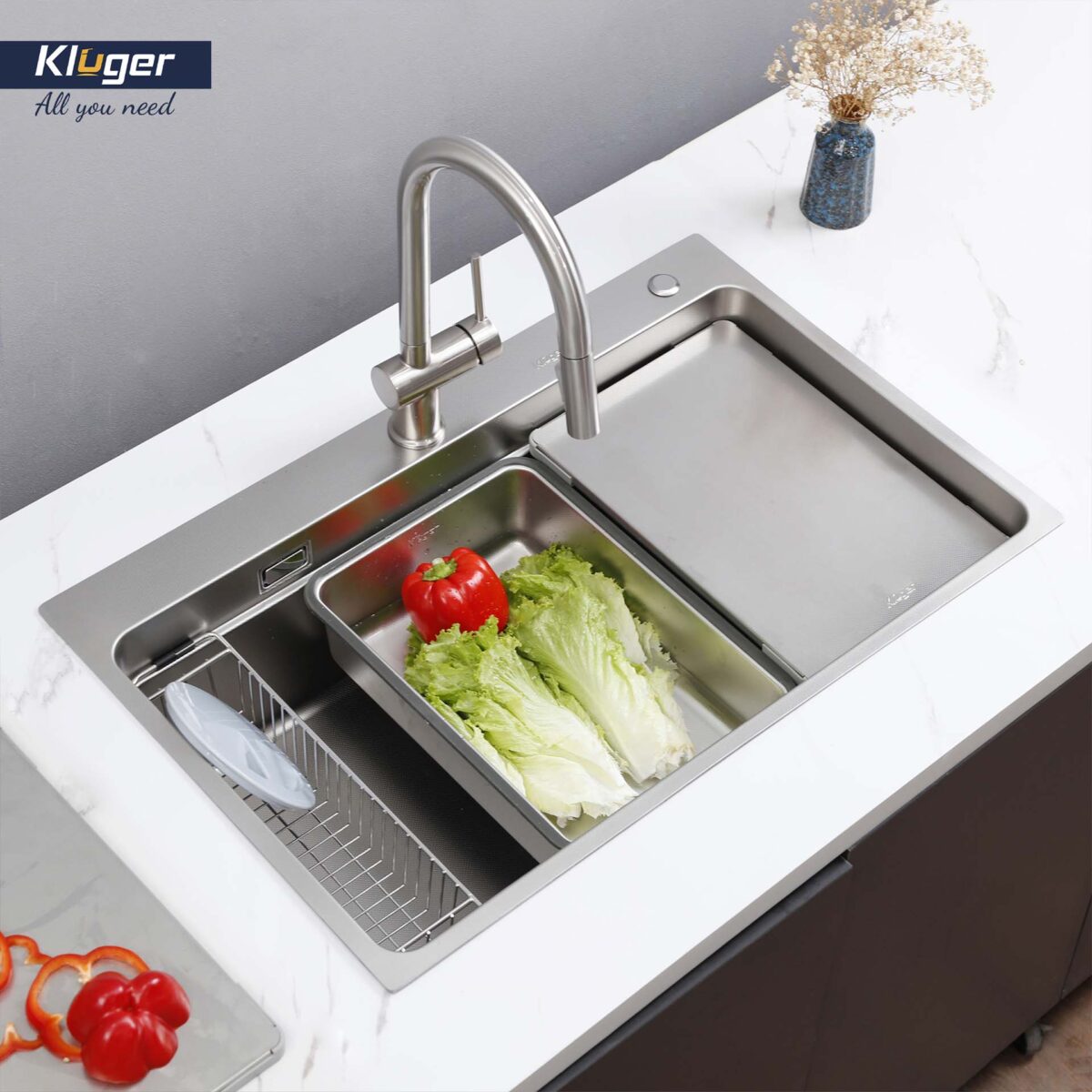 Chậu rửa bát inox KLUGER KF7850FS Plus dòng MOD 1 hố - Ảnh 4