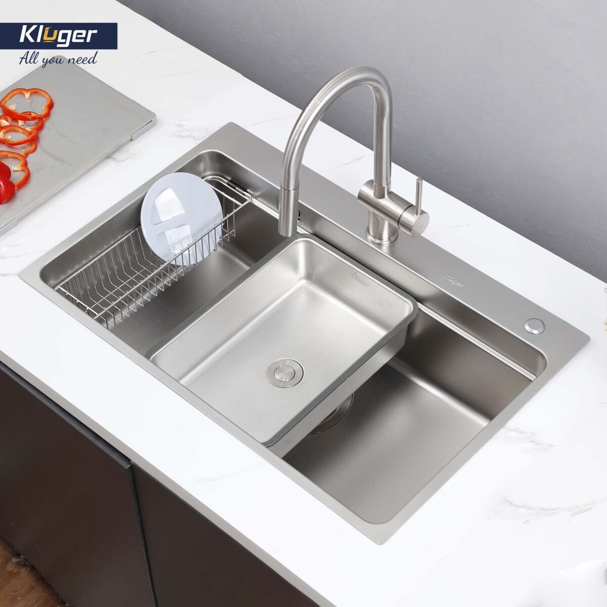 Chậu rửa bát inox KLUGER KF7850FS Plus dòng MOD 1 hố - Ảnh 6