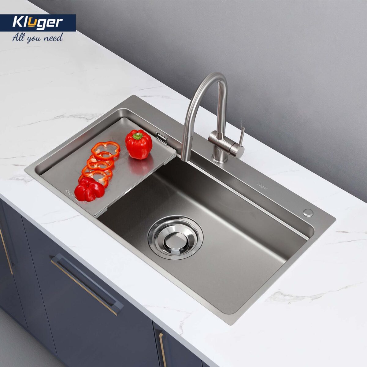 Chậu rửa bát inox KLUGER KF8850FS Plus dòng MOD 1 hố - Ảnh 3