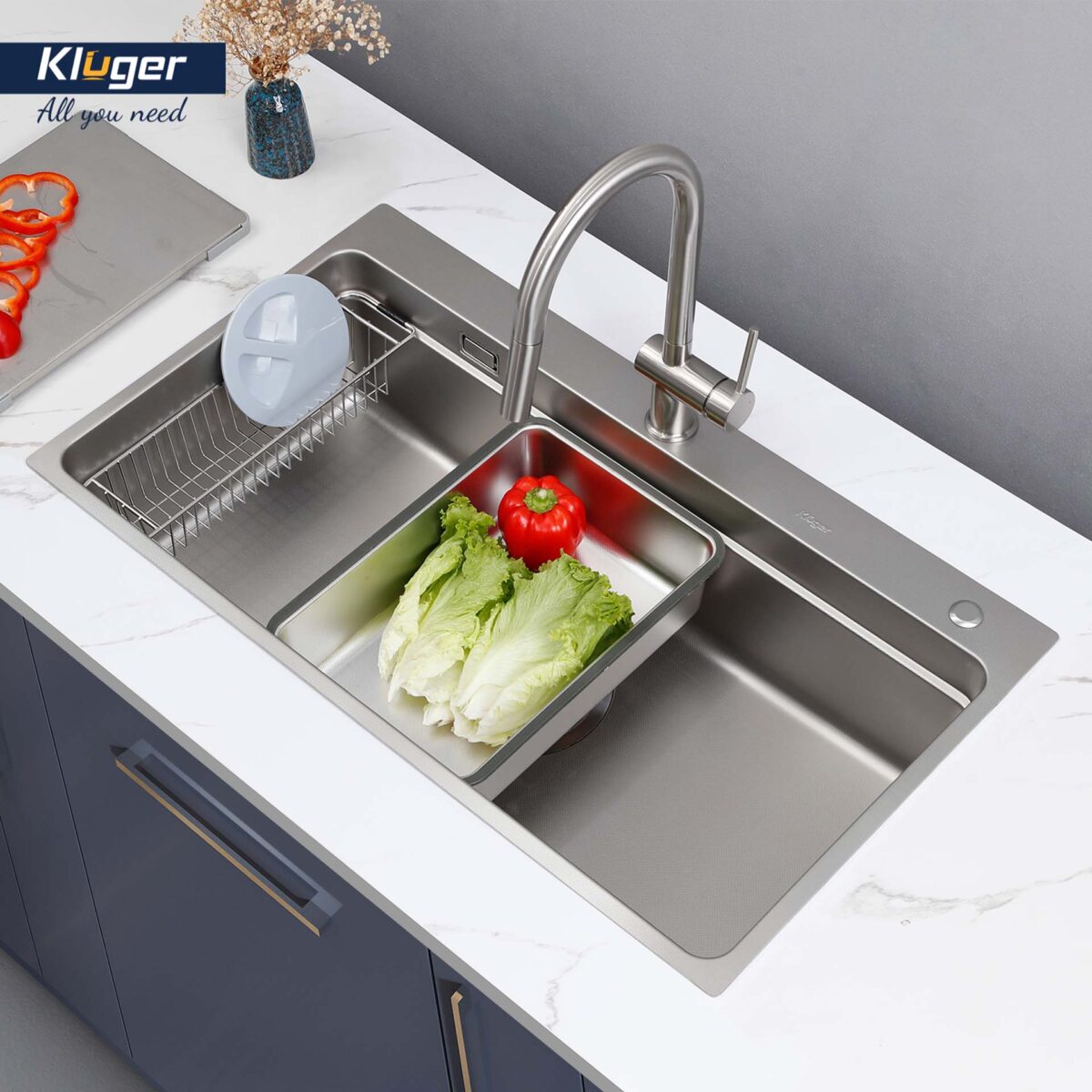 Chậu rửa bát inox KLUGER KF8850FS Plus dòng MOD 1 hố - Ảnh 6
