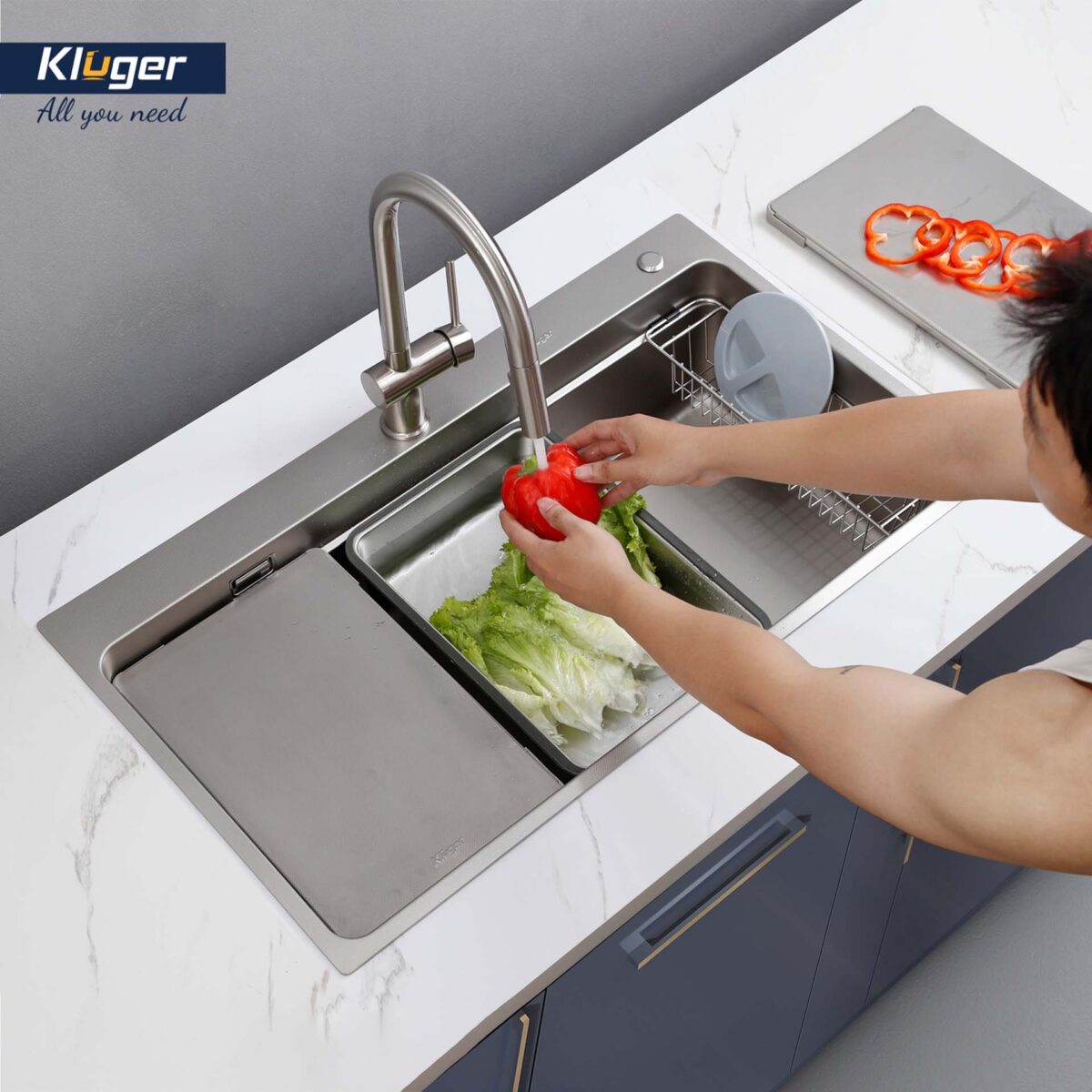Chậu rửa bát inox KLUGER KF8850FS Plus dòng MOD 1 hố - Ảnh 8