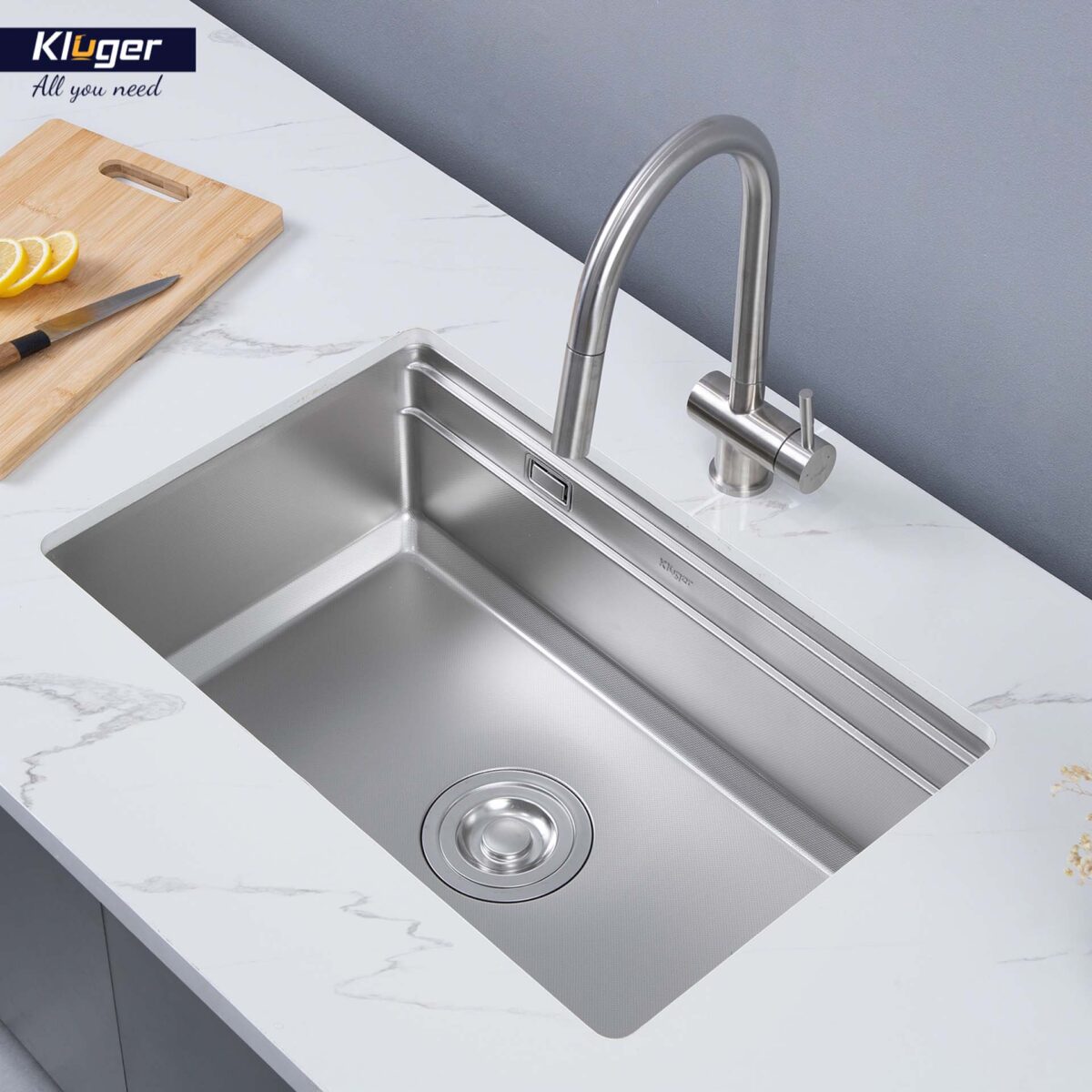 Chậu rửa bát inox KLUGER KG7044FS Basic dòng K600 1 hố - Ảnh 3