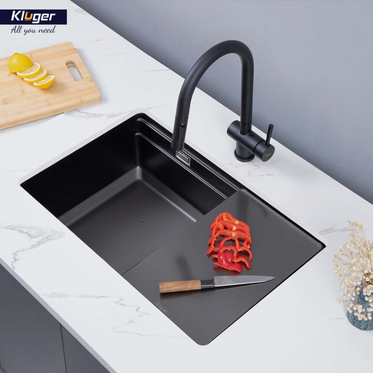 Chậu rửa bát inox KLUGER KG7644FB Basic dòng K600 1 hố - Ảnh 4