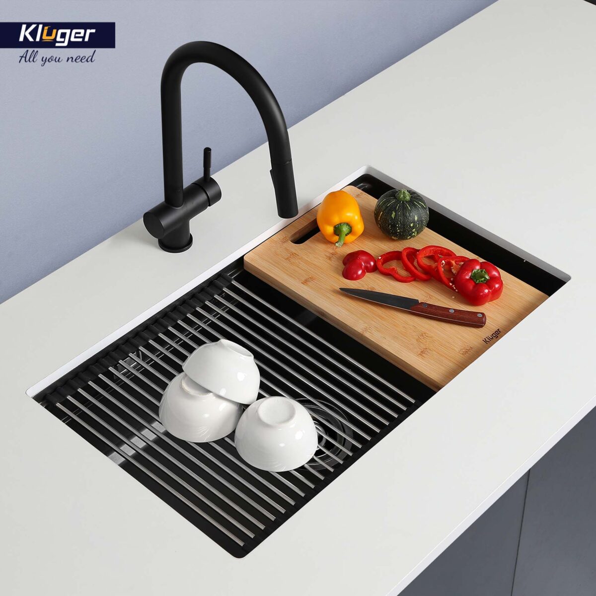 Chậu rửa bát inox KLUGER KG7644FB Plus dòng K600 1 hố - Ảnh 5