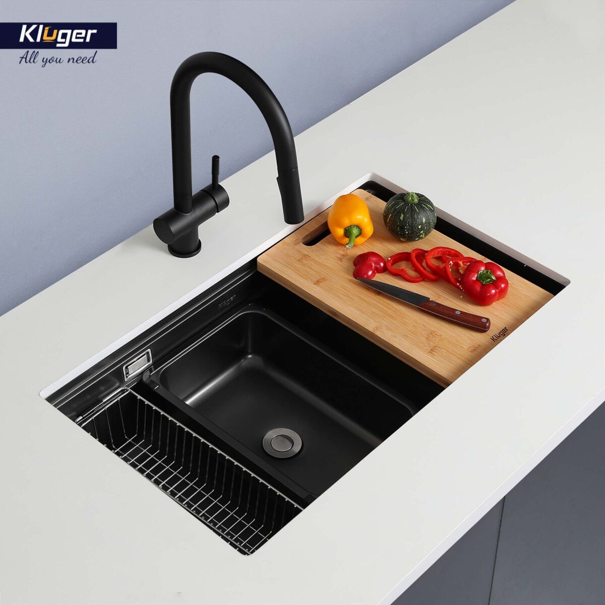 Chậu rửa bát inox KLUGER KG7644FB Plus dòng K600 1 hố - Ảnh 7