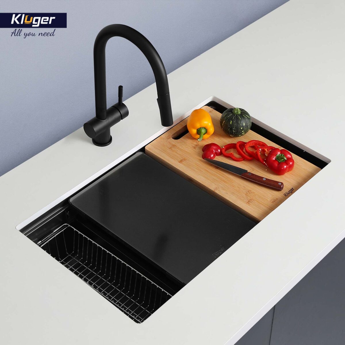 Chậu rửa bát inox KLUGER KG7644FB Plus dòng K600 1 hố - Ảnh 8