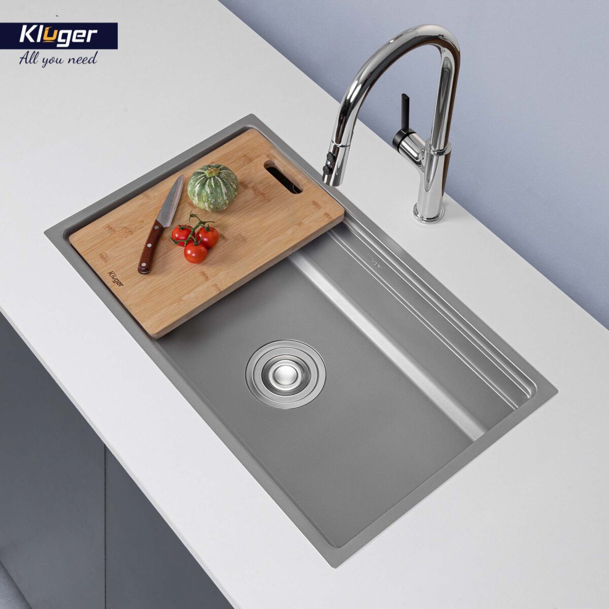 Chậu rửa bát inox KLUGER KG7644FS Plus dòng K600 1 hố - Ảnh 3
