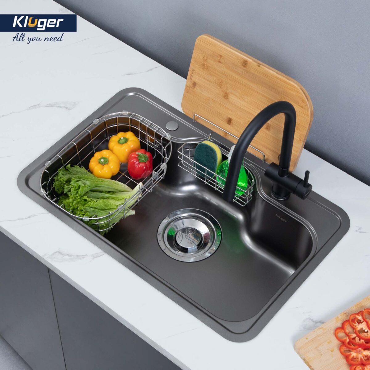 Chậu rửa bát inox KLUGER KT8050FB Plus dòng TAKI 1 hố - Ảnh 3