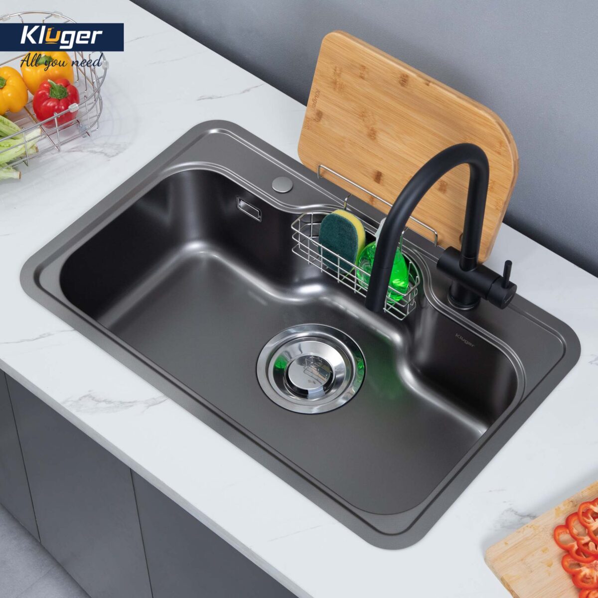 Chậu rửa bát inox KLUGER KT8050FB Plus dòng TAKI 1 hố - Ảnh 4