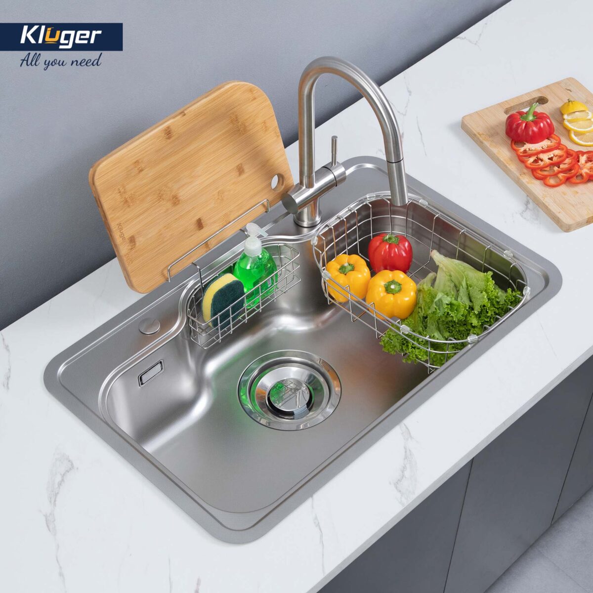 Chậu rửa bát inox KLUGER KT8050FS Plus dòng TAKI 1 hố - Ảnh 12