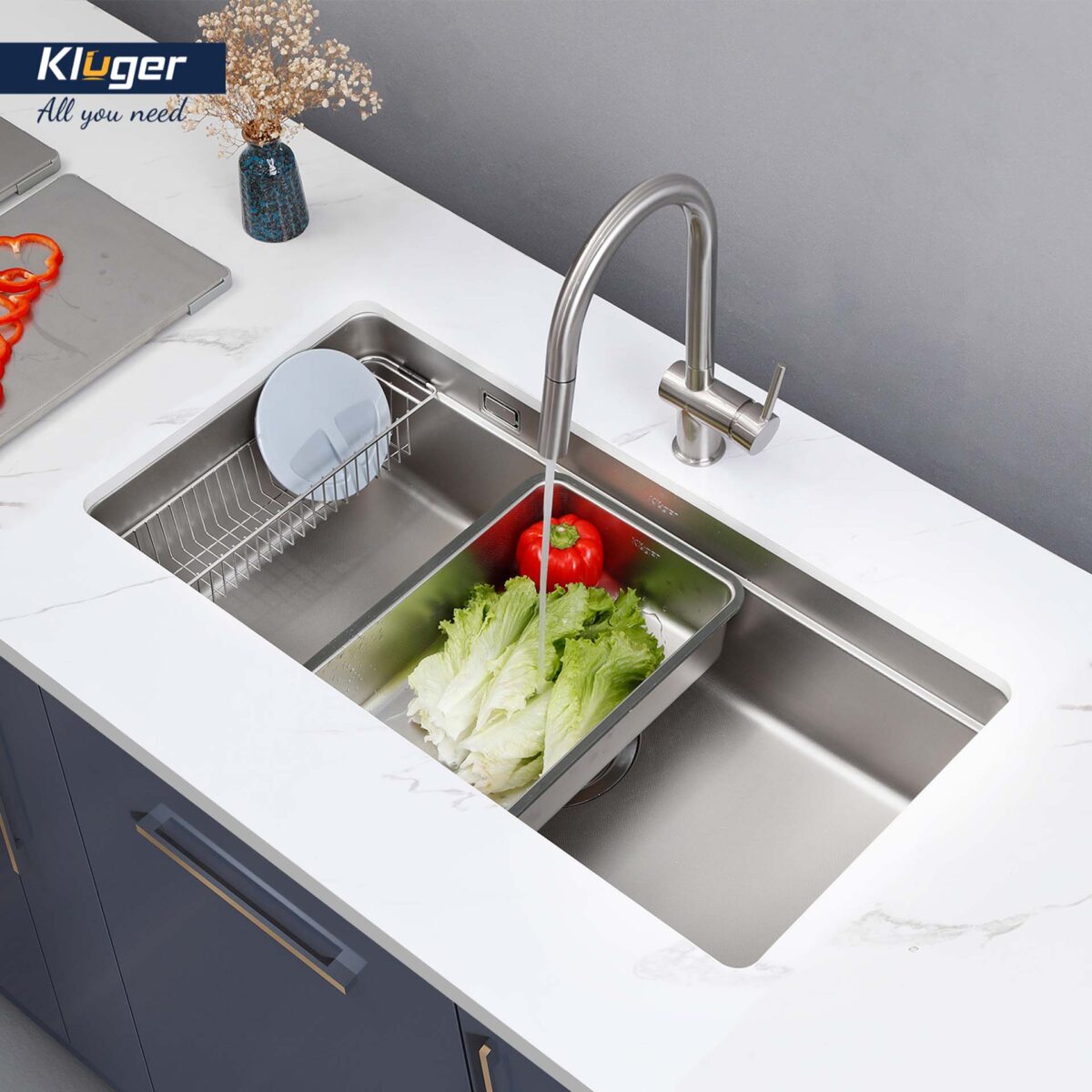 Chậu rửa bát inox KLUGER KU8844FS Plus dòng MOD 1 hố - Ảnh 4