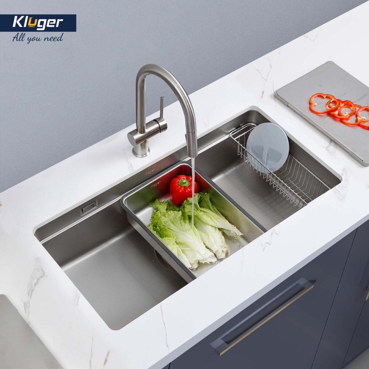 Chậu rửa bát inox KLUGER KU8844FS Plus dòng MOD 1 hố - Ảnh 7