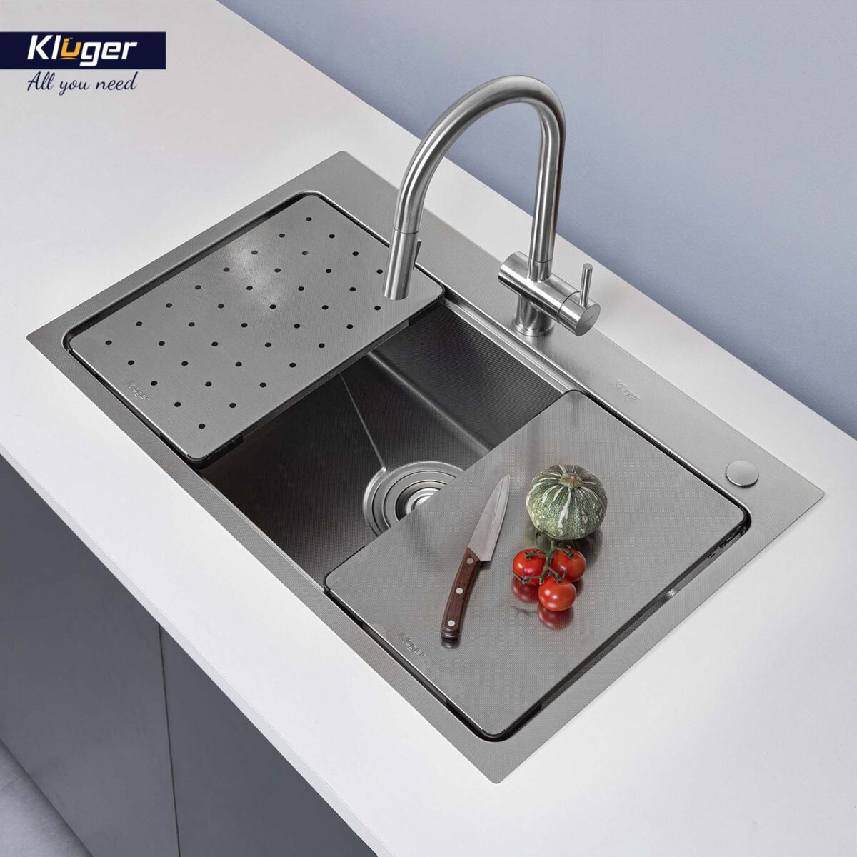 Chậu rửa bát inox KLUGER KW8181FS Plus dòng K800 1 hố - Ảnh 5