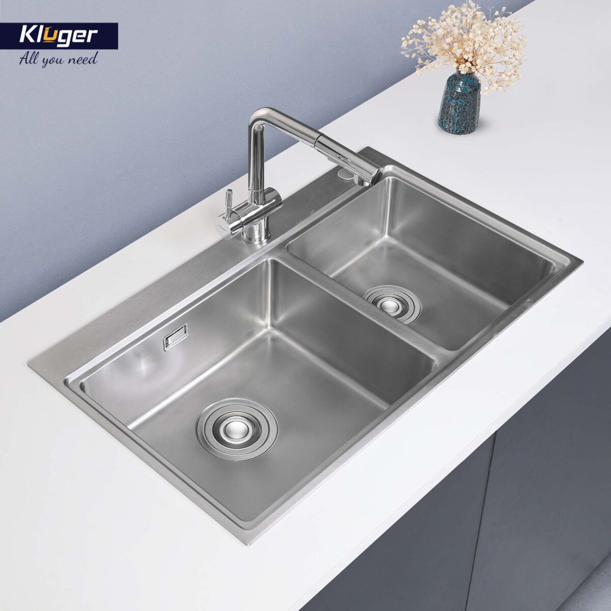 Chậu rửa bát inox KLUGER KW8211S dòng K2 100 2 hố - Ảnh 5
