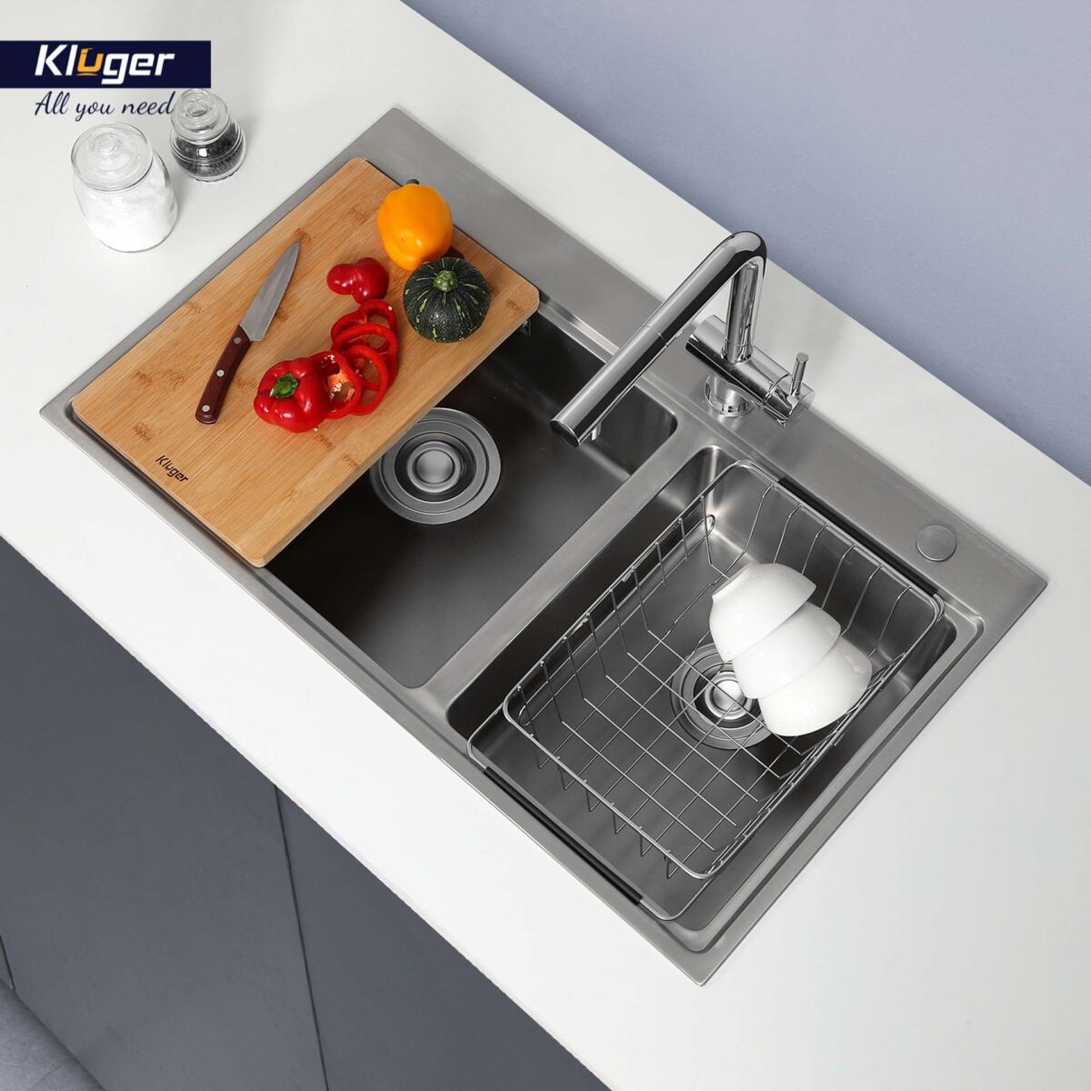 Chậu rửa bát inox KLUGER KW8211S dòng K2 100 2 hố - Ảnh 8