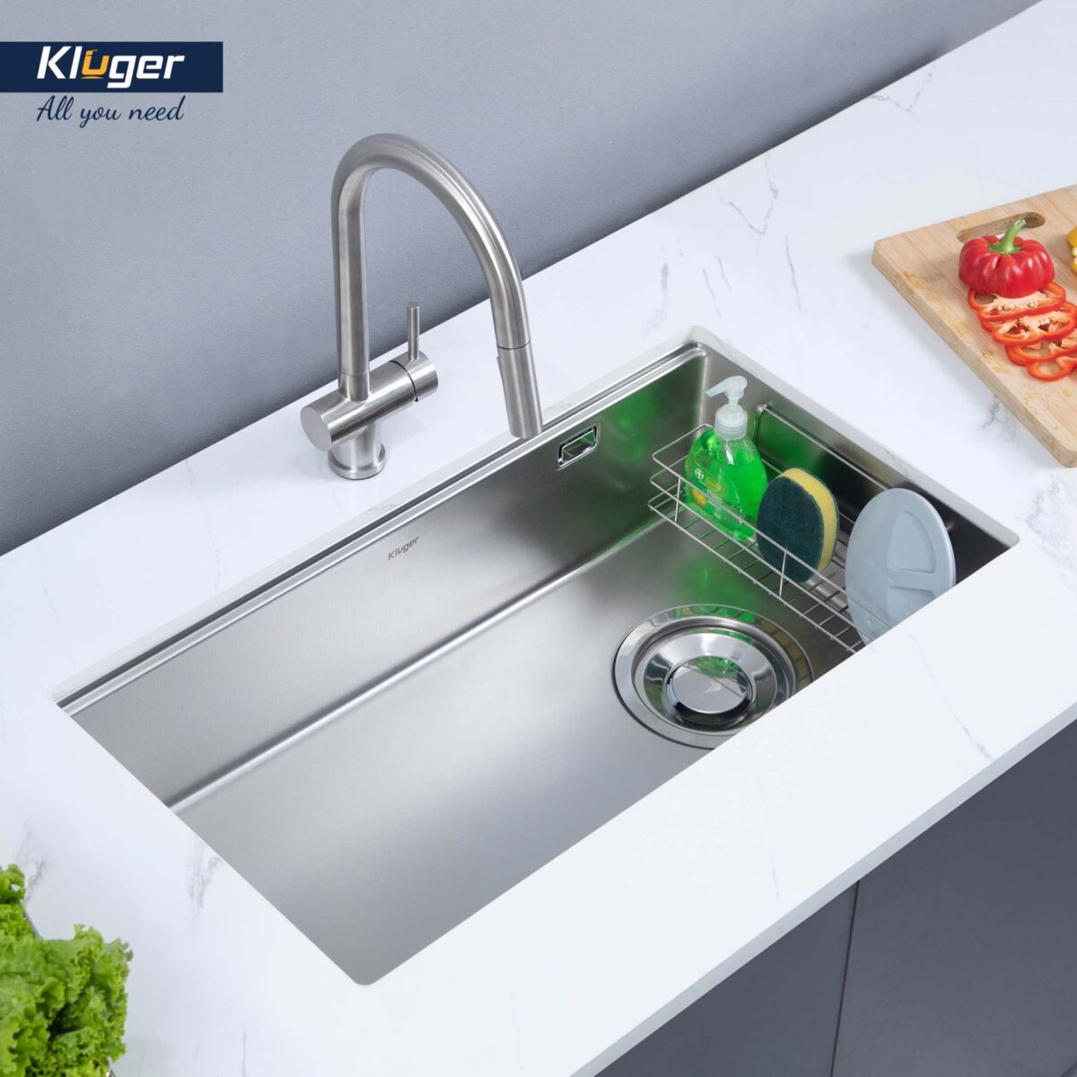Chậu rửa bát inox KLUGER KY8045FS Basic dòng TOYA 1 hố - Ảnh 4