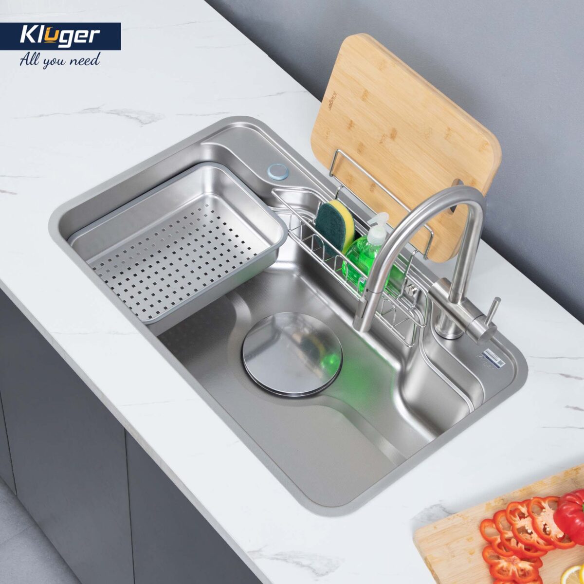 Chậu rửa bát inox KLUGER KF7848FS Plus dòng TAKA 1 hố - Ảnh 6