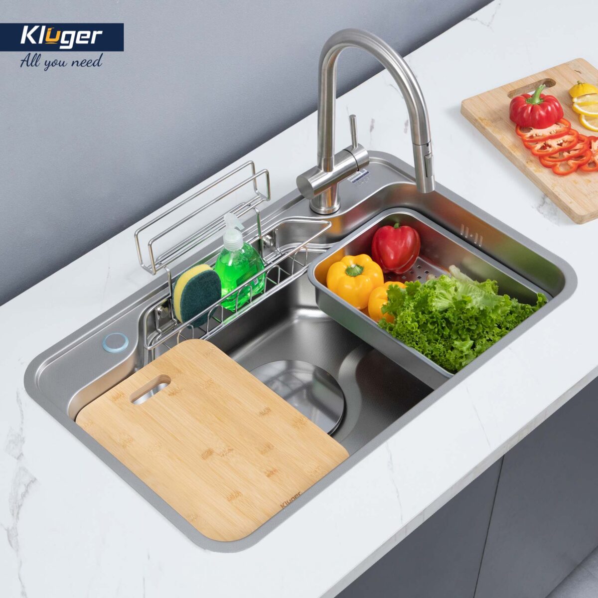 Chậu rửa bát inox KLUGER KF7848FS Plus dòng TAKA 1 hố - Ảnh 9